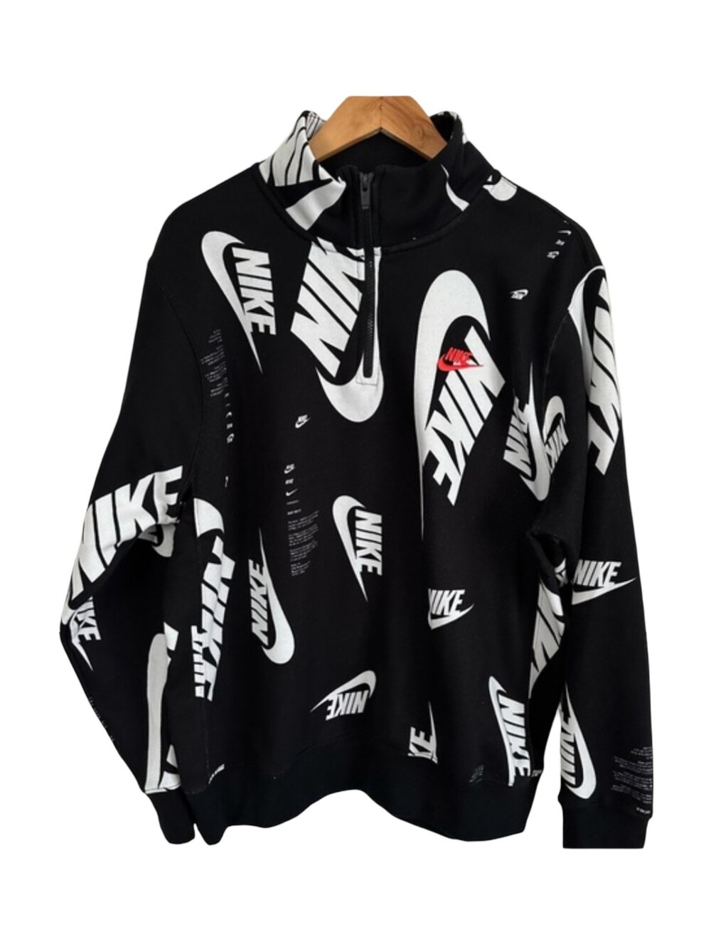 Nike Black & White All-Over Logo Half-Zip Sweatshirt